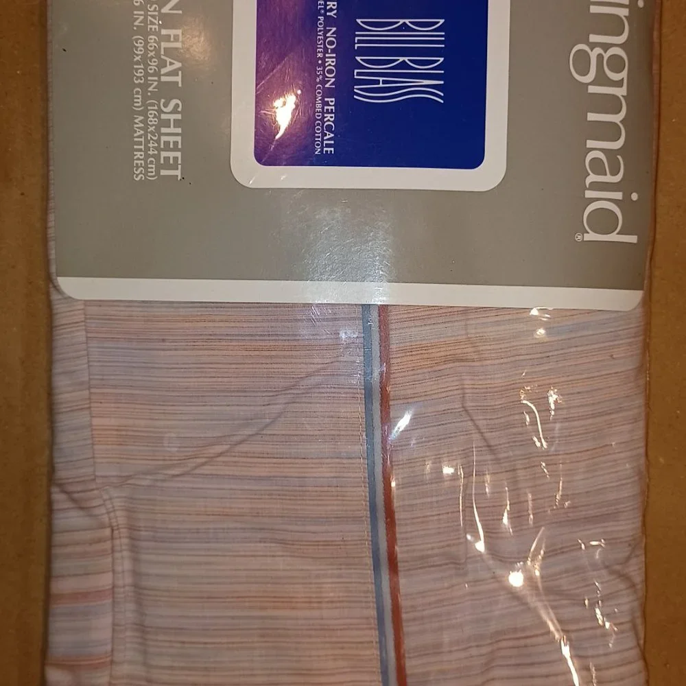 Vintage Bill Blass Springmaid Striped Twin Flat Sheet NEW No-Iron Percale